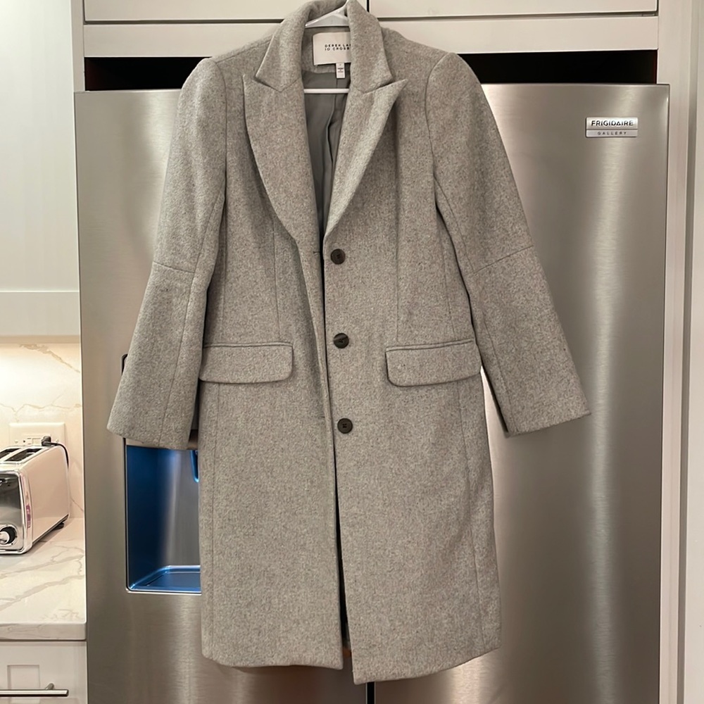 10 Crosby Derek Lam Gray Wool Blend Single-Breasted Coat
